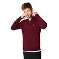 Burgundy - Front - Burton Mens Rich Cotton Quarter Zip Jumper