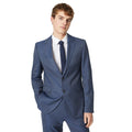 Dusty Blue - Front - Burton Mens Textured Wedding Suit Jacket