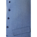 Blue - Side - Burton Mens V Neck Slim Wedding Waistcoat