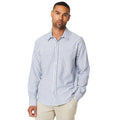 Navy - Front - Burton Mens Stripe Linen Long-Sleeved Shirt