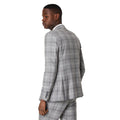 Grey - Back - Burton Mens Fine Checked Single-Breasted Slim Suit Jacket