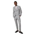 Grey - Side - Burton Mens Fine Checked Single-Breasted Slim Suit Jacket