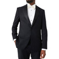 Black - Side - Burton Mens Single-Breasted Slim Tuxedo Jacket