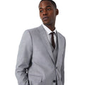 Grey Blue - Side - Burton Mens Linen Blend Slim Wedding Suit Jacket