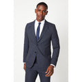 Navy - Front - Burton Mens Puppytooth Single-Breasted Slim Suit Jacket