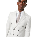 Light Grey - Side - Burton Mens Linen Blend Double-Breasted Suit Jacket