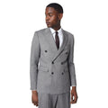 Grey - Front - Burton Mens Herringbone Double-Breasted Slim Suit Jacket