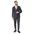 Charcoal - Side - Burton Mens Windowpane Check Slim Tailored Suit Jacket