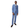 Blue - Side - Burton Mens Peak Lapel Slim Tailored Wedding Suit Jacket