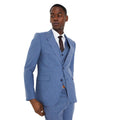 Blue - Front - Burton Mens Peak Lapel Slim Tailored Wedding Suit Jacket