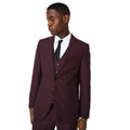 Burgundy - Front - Burton Mens Two Button Slim Tailored Suit Jacket