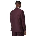 Burgundy - Back - Burton Mens Two Button Slim Tailored Suit Jacket