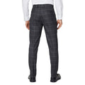 Charcoal - Back - Burton Mens Windowpane Check Slim Tailored Suit Trousers