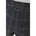 Charcoal - Side - Burton Mens Windowpane Check Slim Tailored Suit Trousers