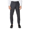 Charcoal - Front - Burton Mens Windowpane Check Slim Tailored Suit Trousers