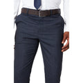 Navy - Side - Burton Mens Puppytooth Slim Suit Trousers