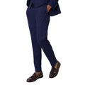 Blue - Side - Burton Mens Button Slim Suit Trousers