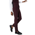 Burgundy - Side - Burton Mens Button Slim Suit Trousers