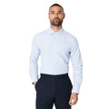 Blue - Front - Burton Mens Mini Check Easy-Iron Slim Formal Shirt