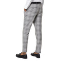 Grey - Back - Burton Mens Checked Slim Tailored Suit Trousers