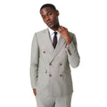 Khaki Grey - Front - Burton Mens Monaco Linen Double-Breasted Slim Suit Jacket