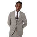 Neutral - Front - Burton Mens Heritage Check Slim Wedding Suit Jacket