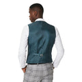 Grey - Back - Burton Mens Fine Checked Slim Waistcoat