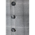 Grey - Side - Burton Mens Fine Checked Slim Waistcoat