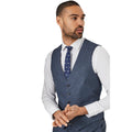 Navy - Side - Burton Mens Linen-Look Waistcoat