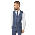 Navy - Front - Burton Mens Linen-Look Waistcoat