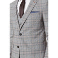 Brown - Side - Burton Mens Retro Check Single-Breasted Skinny Suit Jacket