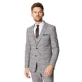 Brown - Front - Burton Mens Retro Check Single-Breasted Skinny Suit Jacket