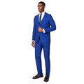 Bright Blue - Side - Burton Mens Single-Breasted Slim Suit Jacket