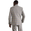 Grey - Back - Burton Mens Checked Double-Breasted Slim Suit Jacket