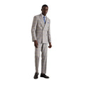 Grey - Side - Burton Mens Checked Double-Breasted Slim Suit Jacket