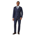 Grey - Side - Burton Mens Tonal Grid Check Slim Wedding Suit Trousers