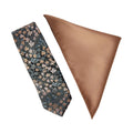 Rust-Multicoloured - Front - Burton Mens Ditsy Print Twill Tie & Pocket Square Set