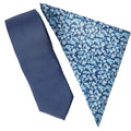 Navy - Front - Burton Mens Ditsy Print Tie & Pocket Square Set