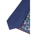 Navy - Side - Burton Mens Autumn Floral Tie & Pocket Square Set