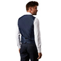 Navy - Back - Burton Mens Checked Tweed Look Waistcoat