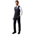 Navy - Side - Burton Mens Checked Tweed Look Waistcoat