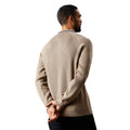 Natural - Back - Burton Mens Fine Gauge Knitted Long-Sleeved Polo Shirt