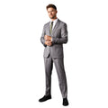 Mid Grey - Side - Burton Mens Sharkskin Single-Breasted Tailored Suit Jacket