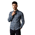 Mid Blue - Front - Burton Mens Checked Long-Sleeved Shirt