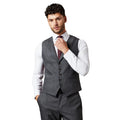 Charcoal - Side - Burton Mens Tweed Look Waistcoat