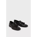 Black - Back - Burton Mens Tassel Leather Slip-on Loafers