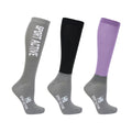 Blooming Lilac-Pencil Point Grey-Black - Front - Hy Sport Active Unisex Adult Riding Boot Socks (Pack of 3)