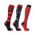 Red-Navy - Front - Thelwell Childrens-Kids Practice Makes Perfect Socks (Pack of 3)