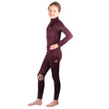 Plum-Rose Gold - Side - HyFASHION Girls Enchanted Collection Horse Riding Tights