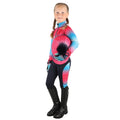 Teal-Pink - Back - Little Rider Childrens-Kids Dazzling Diamond Base Layer Top